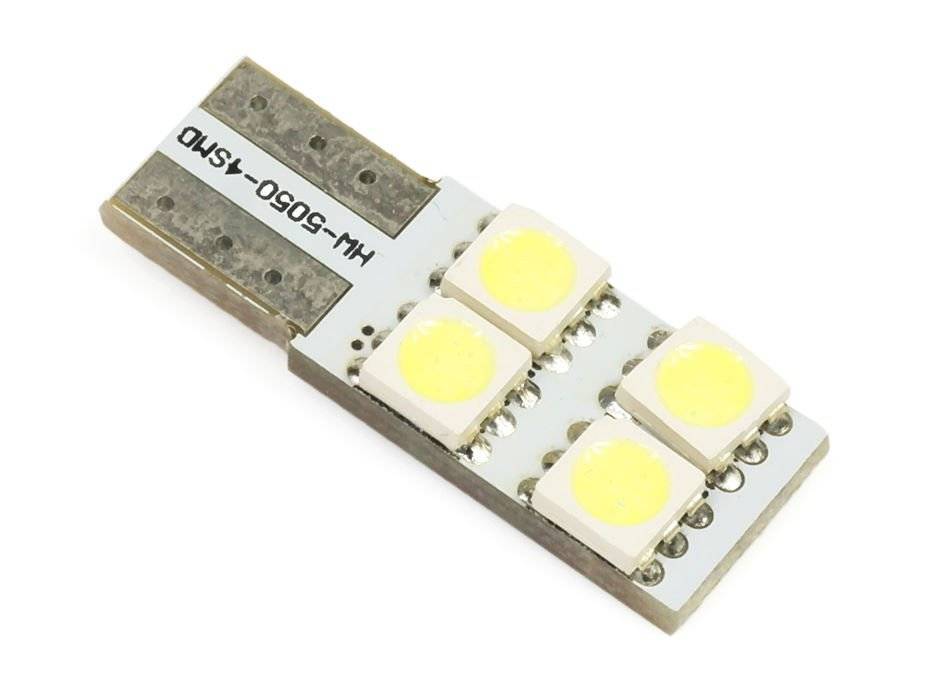 Auto LED Birne W5W T10 4 SMD 5050 CAN BUS SEITE