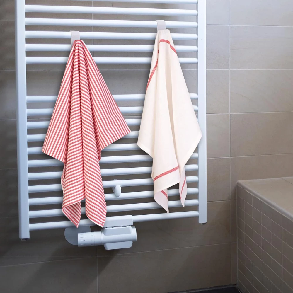 PG-Y03-BLANCO, Gancho de baño para toalla, Mango montado en un radiador,  radiador, conjunto de ganchos