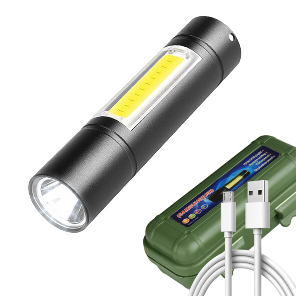 TL-510, Mini linterna táctica LED de aluminio XPE CREE + COB, batería  incorporada, cable micro USB, estuche, 600 mAh, 450 lm, 3 modos de  iluminación